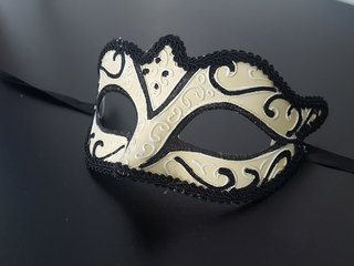 Máscara Venenziana luxo com glitter  bege